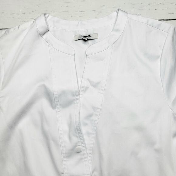Madewell V Neck Long Bubble Sleeve Top Eyelet White Cotton Shirt Stretchy Small - Picture 5 of 8